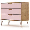 Manhattan Comfort Rockefeller Mid-Century Modern Dresser, Pink, Single