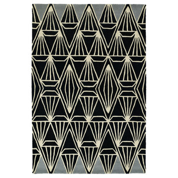 Kaleen Hand-Tufted Origami Wool Rug, Black, 5'x7'6"