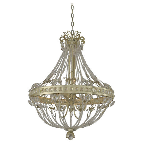 Allegri Orleans 8 Light Chandelier, Champagne Silver, Clear