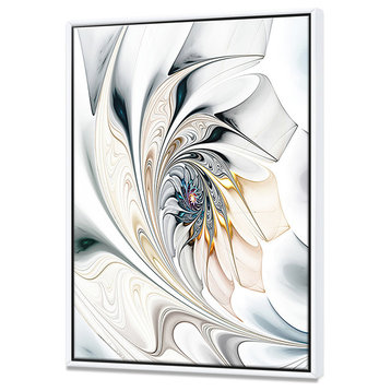 Designart White Stained Glass Art Large Wall Art Framed Canvas, White, 36x46