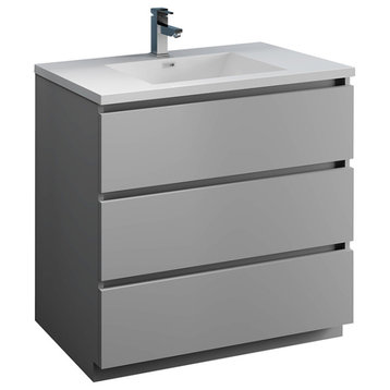 Fresca Lazzaro 36" Gray Cabinet With Integrated Sink