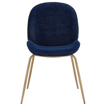 Layla Brass Base Velvet Dining Chair, Set of 2, Blue