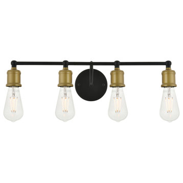 Serif 4 Light Brass And Black Wall Sconce