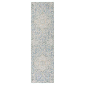 Safavieh Windsor Collection WDS329 Rug, Blue/Lime, 3' X 10'