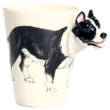 Pit Bull Terrier 3D Ceramic Mug, Black and White