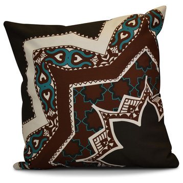Rising Star Geometric Print Outdoor Pillow, Brown, 20"x20"