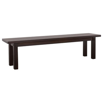 Pemberly Row Farmhouse Wooden Rectangle Bench in Brown Finish
