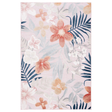 Safavieh Cabana Cbn454F Tropical, Floral/Country Rug, Pink/Gray, 6'5"x9'6"