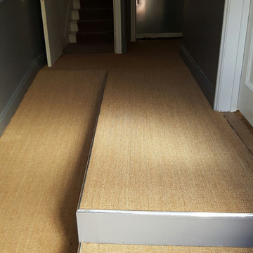 Golden Sisal Carpet Installed to Stairs