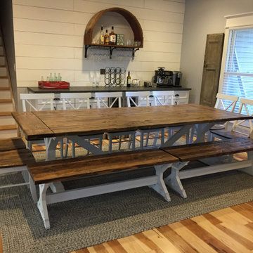 Burnt Meadow X Base Trestle Table Dining Set
