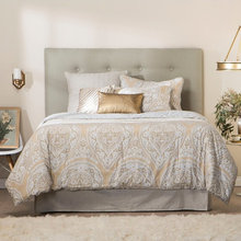Master bedroom padded headboard
