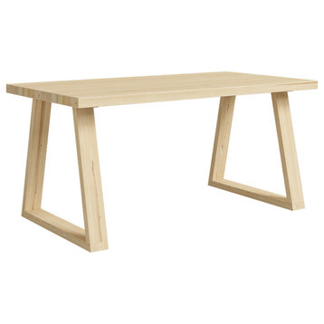 63" Natural Rectangular Japandi Dining Table Pine Wood Table for Dining