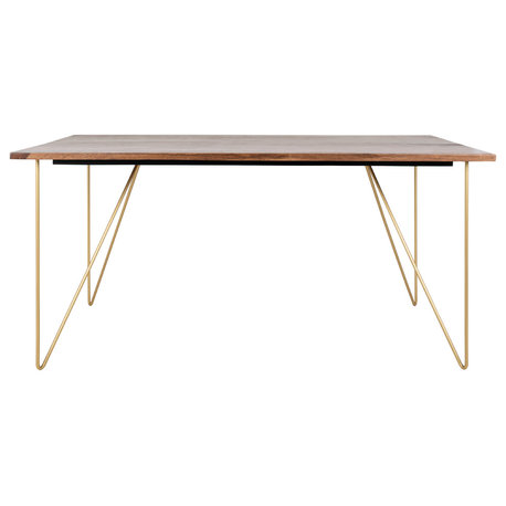 Safavieh Couture Captain Wood Dining Table, Walnut/Brass