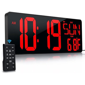 Large Digital Wall Clock with Remote Control 17.2" LED Large Display Timer