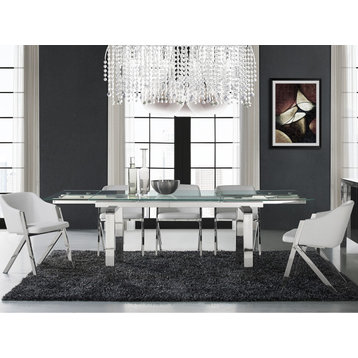 Casabianca Home Cloud Stainless Steel Extendable Dining Table