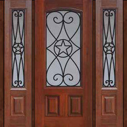 Prehung Side lights Door 80 Fiberglass Austin Texas Star Arch Lite - Front Doors
