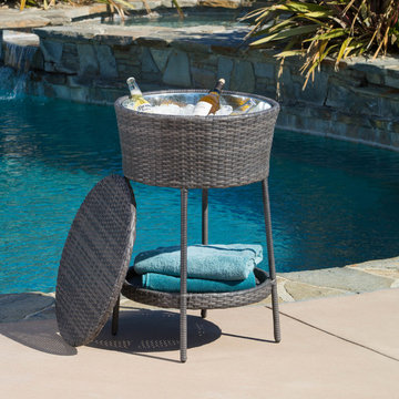 Contemporay Outdoor Patio Ft. PE Wicker Ice Bucket