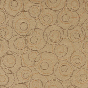 Beige Brown and Gold Overlapping Circles Durable Upholstery Fabric By The Yard