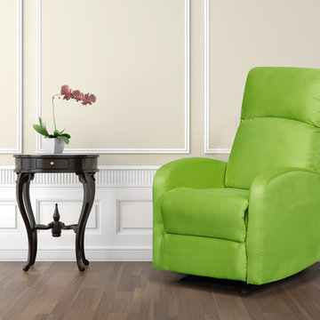 Modern Home Slim Design Microfiber Brown Recliner, Lime Green