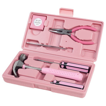 Household H& Tools, Pink Tool Set, 9 Piece by Stalwart
