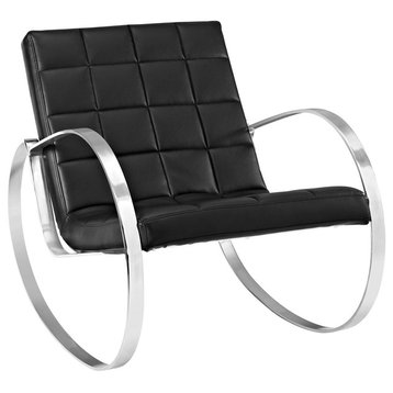 Modern Contemporary Urban Living Lounge Room Lounge Chair, Black, Faux Leather