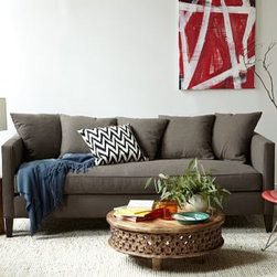 West Elm - Dunham 84" Sofa- Toss Back, Basketweave, Putty Gray - Sofas And Sectionals