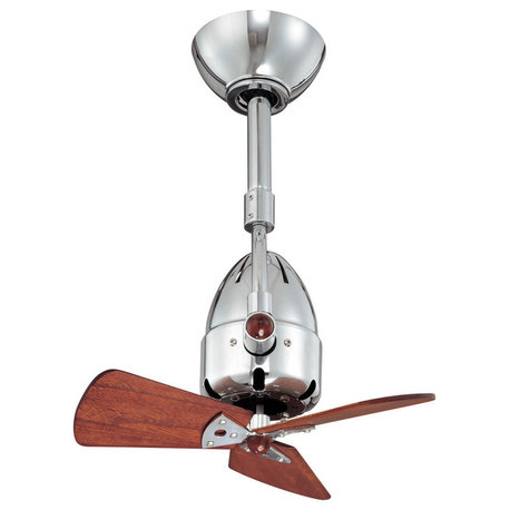 Diane Oscillating Directional Ceiling Fan With Mahogany Tone Blades, Polished Chrome