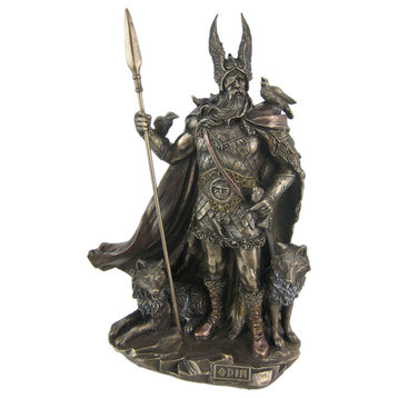 Norse God Odin Bronze Finish Statue Viking Pagan