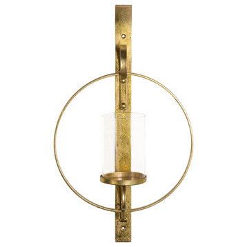 Kate and Laurel Doria Metal Wall Candle Holder Sconce, Gold