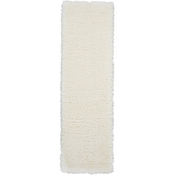Nourison Ultra Plush Shag 2'2" x 7'6" Ivory Shag Indoor Area Rug
