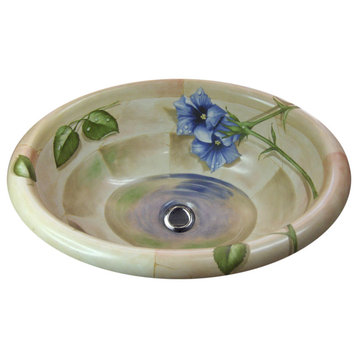 Hand Painted Sink "GLADIOLUS IN BLUE" Donna Drop-In Sink