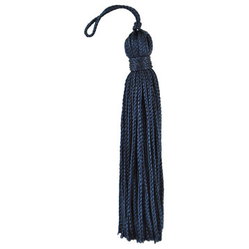 Set of 10 Navy Blue Chainette Tassel, 3 Inch Long with 1 Inch Loop, Basic Trim C