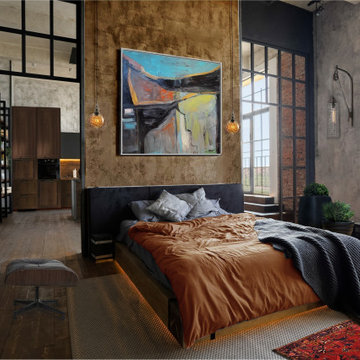 Interior concept design for an Industrial modern Southwestern style Loft style H
