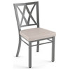 Amisco Washington Dining Chair, Cream Faux Leather, Glossy Gray Metal