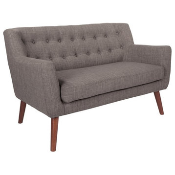 Mill Lane Loveseat in Cement Gray Fabric with Coffee Legs