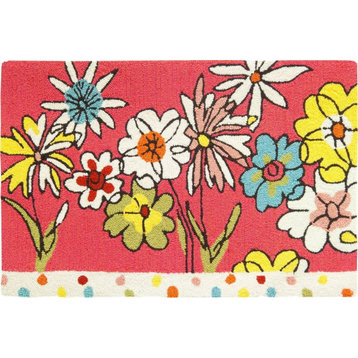 Polka Dots and Flowers Indoor Doormat, 22"x34"