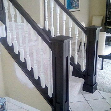 custom handrail, shoerail, spindles and newel posts