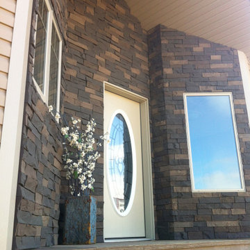 Quality Stone - Faux Stone Panels - Home Exterior - Dark Brown Ledge Stone