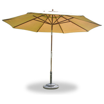 11' Round Umbrella Wooden Pole Cast Ash Sunbrella Cushion