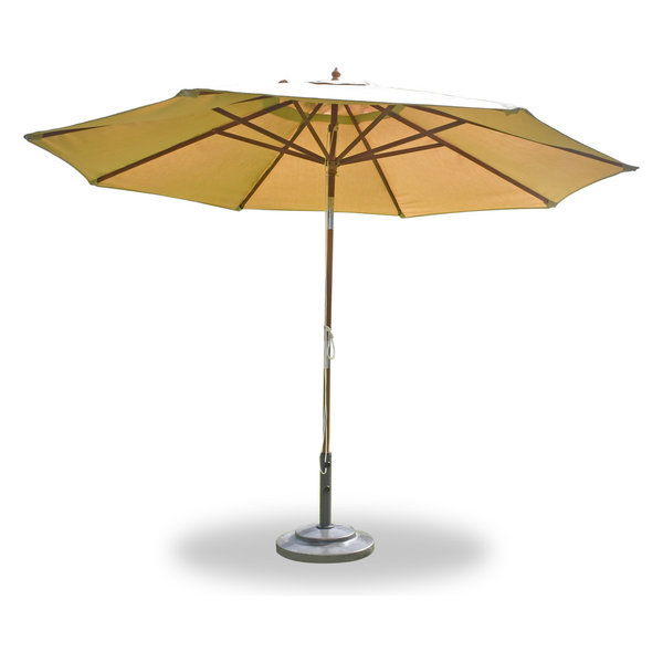 11' Round Umbrella Wooden Pole Dupione Cornsilk Sunbrella Cushion