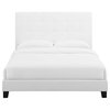 Melanie Queen Tufted Button Upholstered Fabric Platform Bed, White