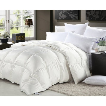 Luxurious Goose Down Comforter 1200 Thread Count, 70 Oz, California King, White