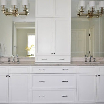 Clean Master Bath With Tall Medicine Cabinet