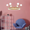 Cute Crown Design Round Glass Creative Led Hanging Chandelier, 6bulbs