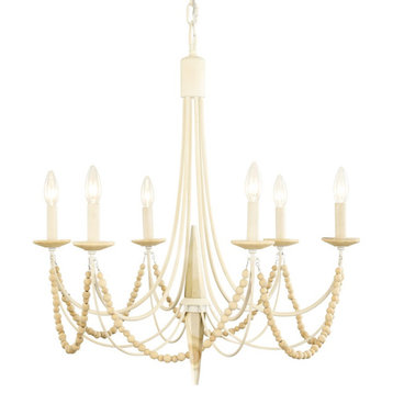 Varaluz Brentwood 6 Light Chandelier, White/Clear, 350C06CW