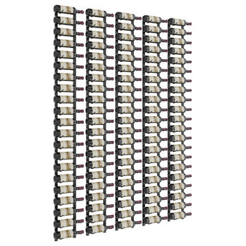 W Series Feature Wall Wine Rack Kit 7 (metal wall mounted bottle storage), Matte Black, 105 Bottles (Single Deep)