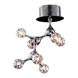 Elk Lighting - Molecular 7-Light Semi Flush Mount, Chrome With Rainbow Glass - Flush-mount Ceiling Lighting