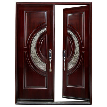 30"x80"x2" Right Hand Swing-In Exterior Front Entry Double Wood Door