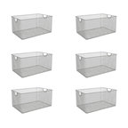 YBM Home Wire Mesh Open Bin Basket Silver 13.3"x8.5"x6.5", 6-Pack