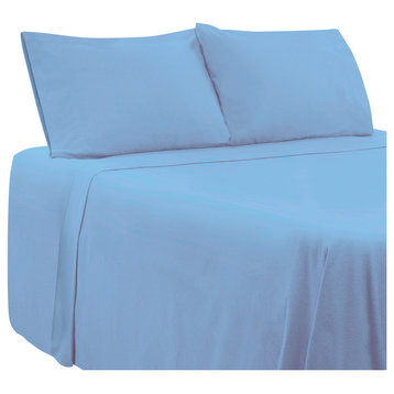 Flannel Cotton Sheet Set - Twin XL - Light Blue